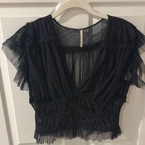 Elegant Black Ruffled Women's Top